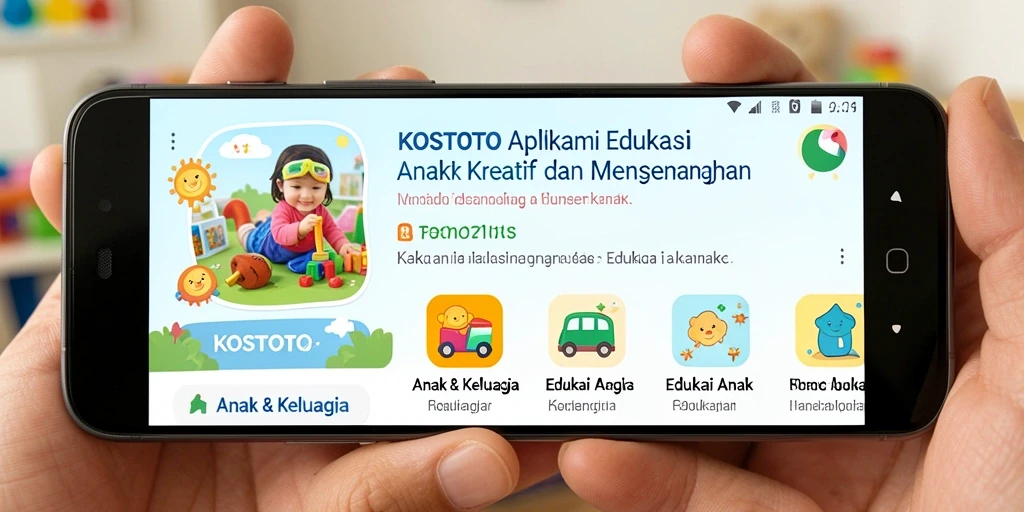 Tampilan antarmuka KOSTOTO yang cerah dan interaktif untuk Edukasi Anak.
