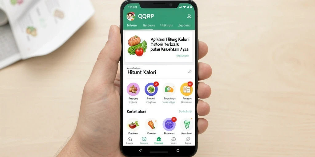 Screenshot utama QQRP menampilkan antarmuka hitung kalori yang mudah digunakan.