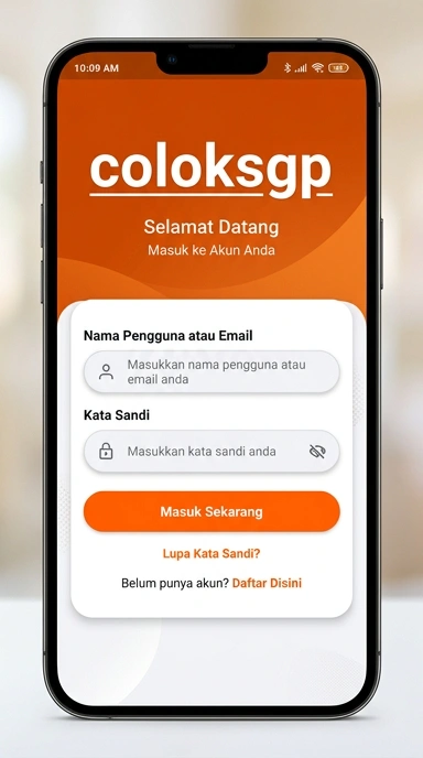 Tampilan halaman login coloksgp