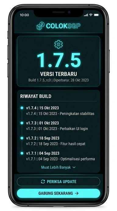 Tampilan riwayat versi coloksgp
